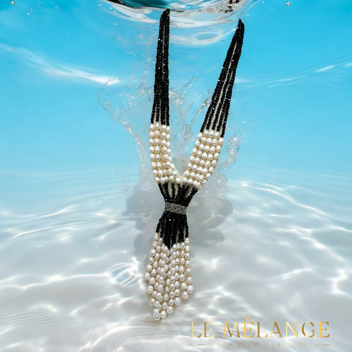 Timeless black and white crystal freshwater pearls necklace