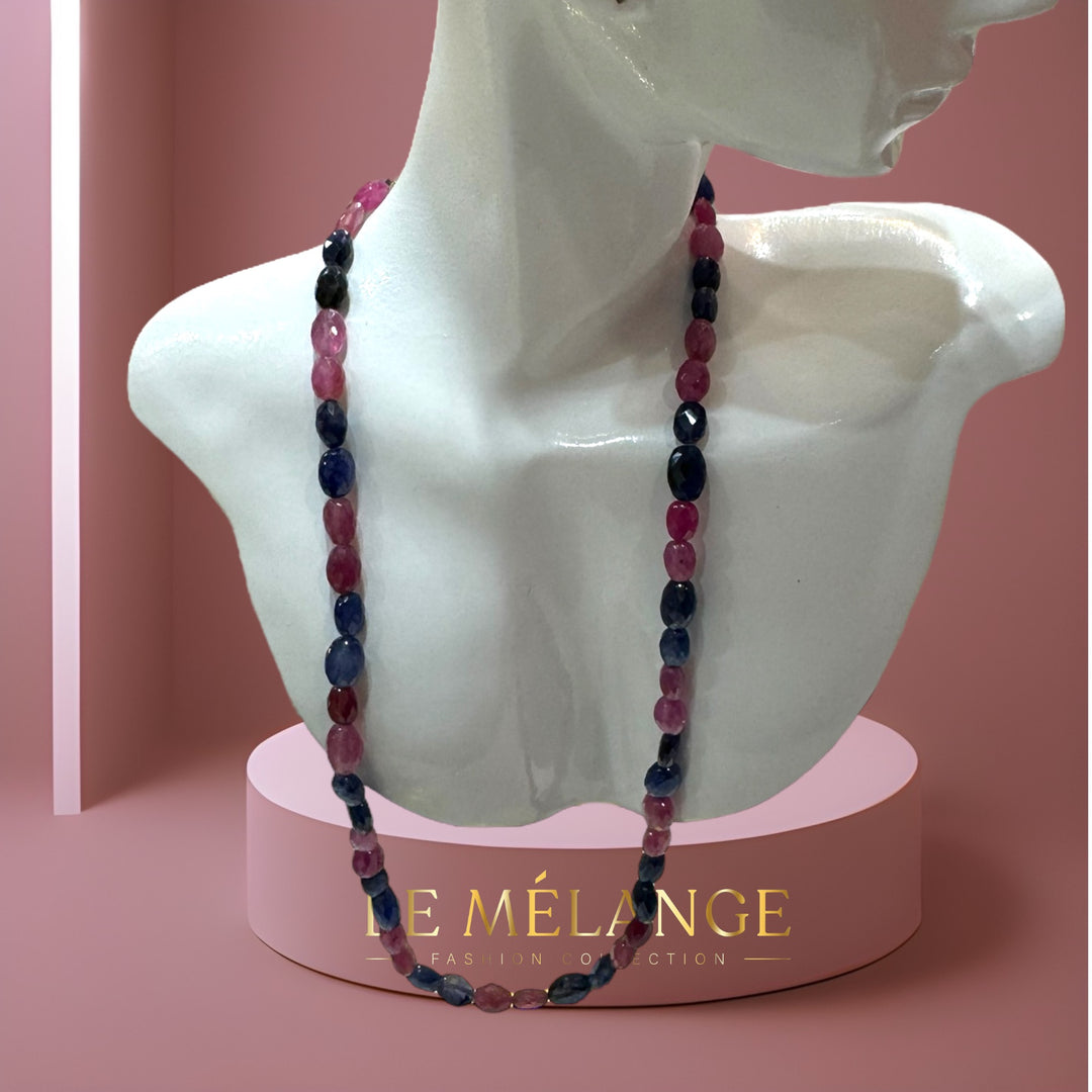 Timeless faceted-cut rubies and Sapphire Necklace