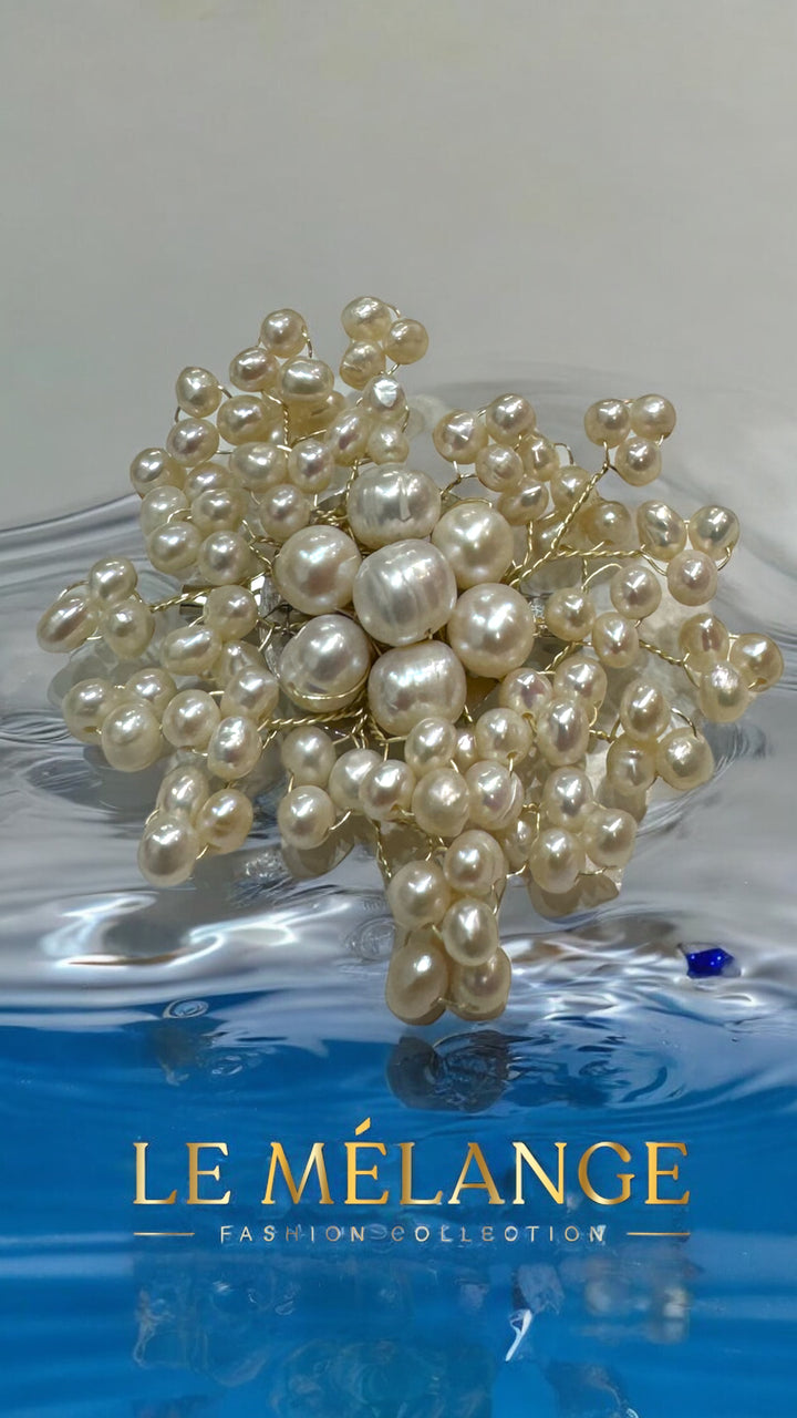 Elegant, Handmade Freshwater Pearl Brooch.