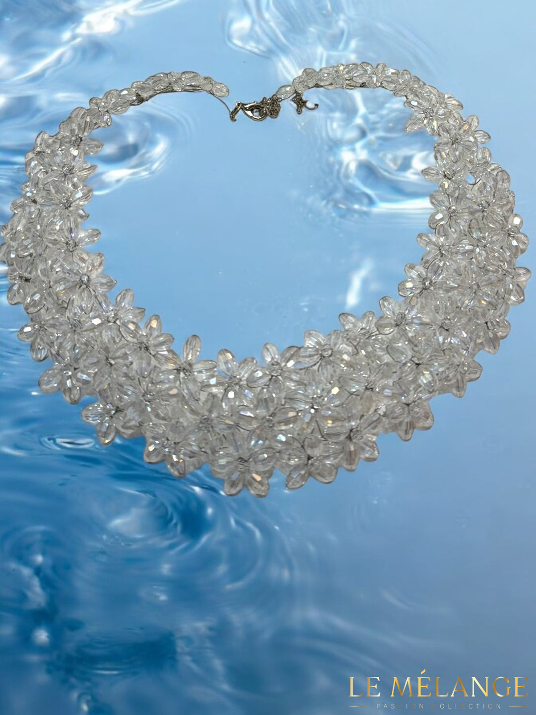 Clear Floral Crystal Necklace