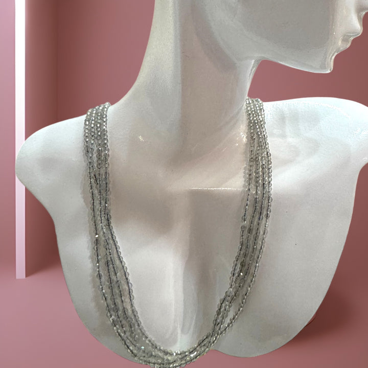 Grey Minimalist Crystal Necklace.