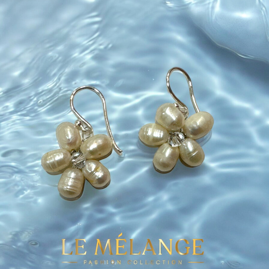 Le Mélange Single Flower Freshwater Pearl Earrings