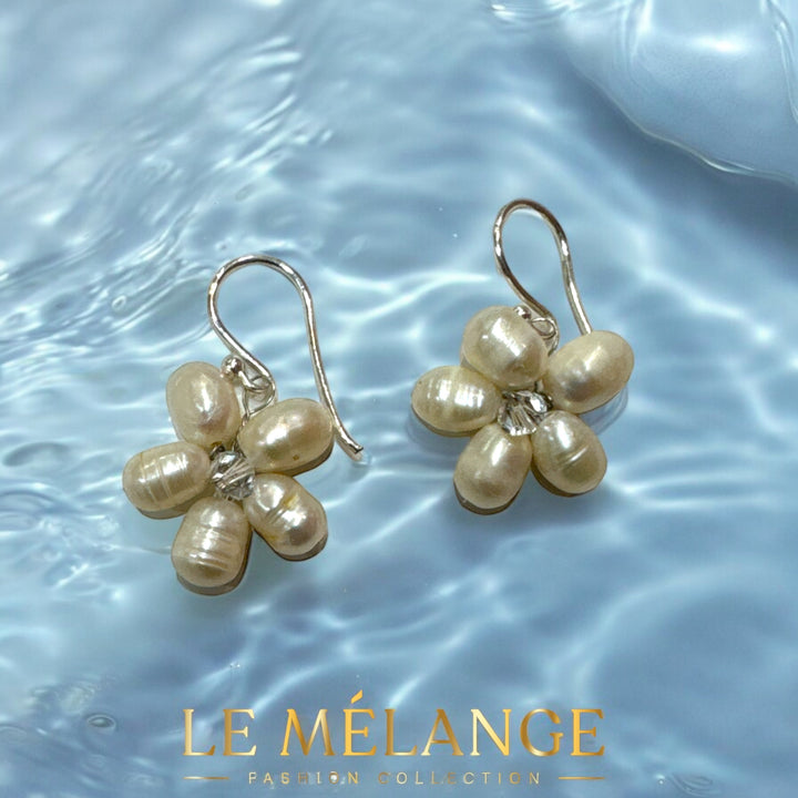 Le Mélange Single Flower Freshwater Pearl Earrings