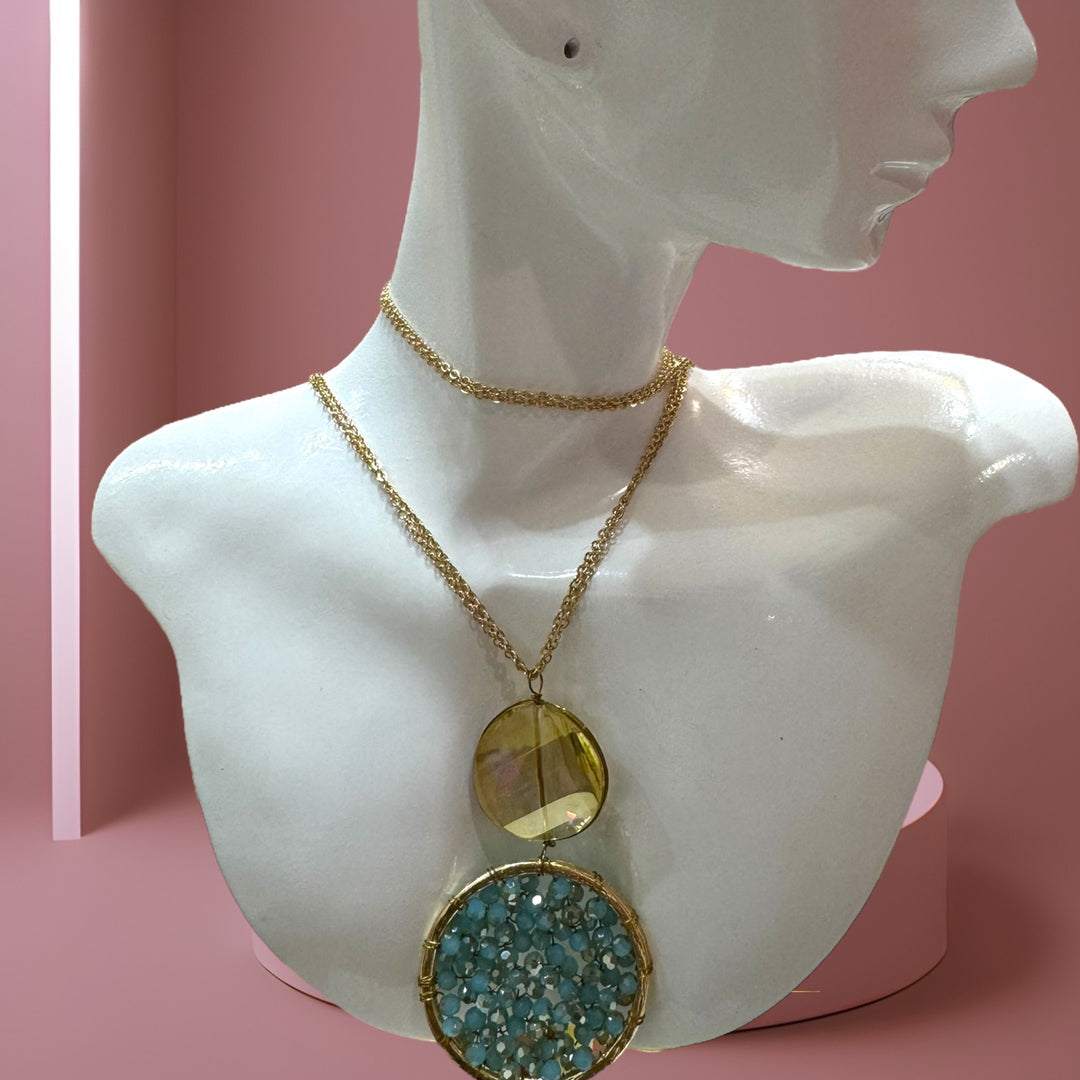 Dazzling Aqua Blue Crystal Necklace