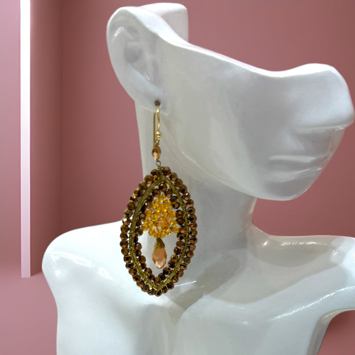 Le Mélange Handmade Dazzling gold crystal Earrings