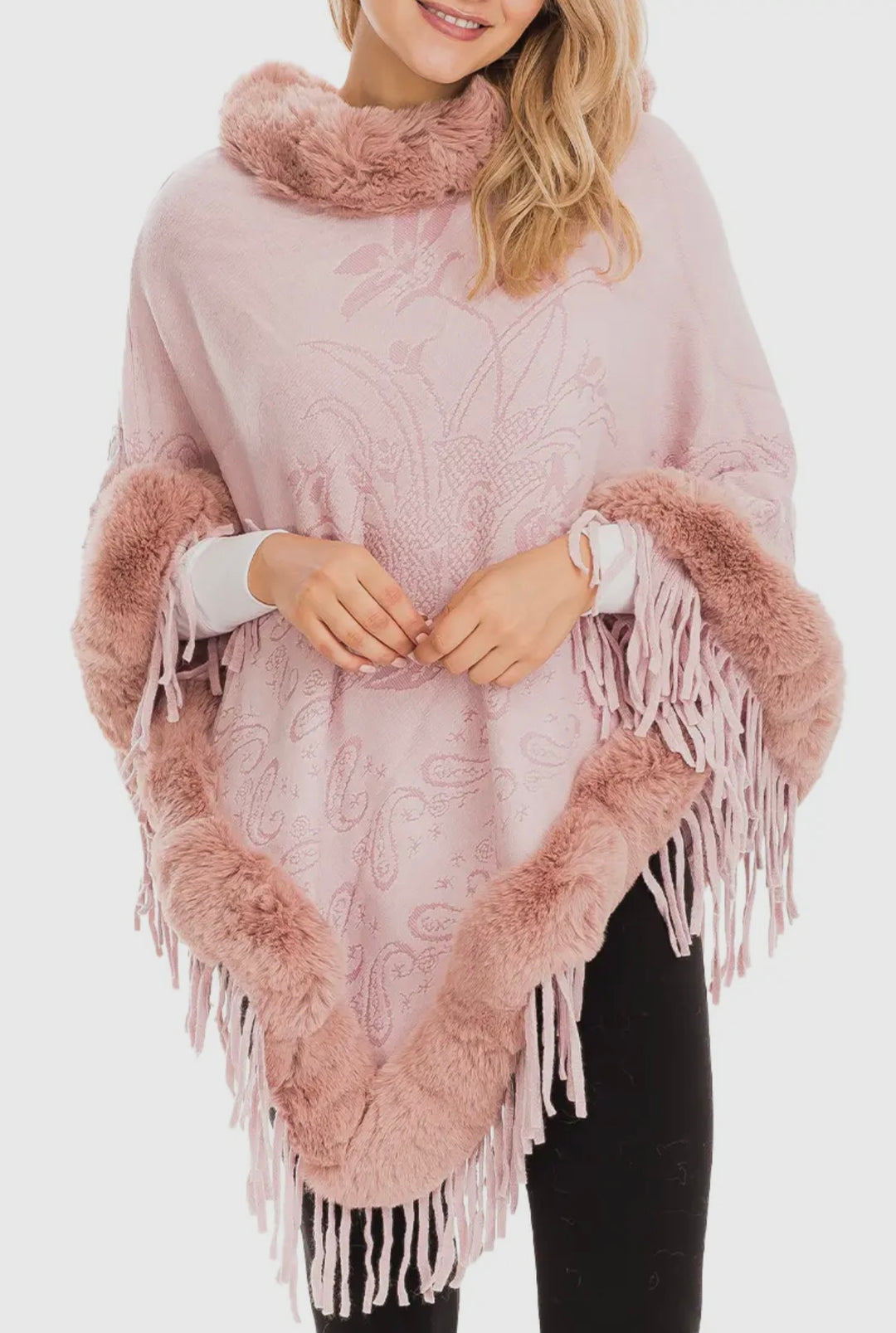 Hot-selling Paisley Turtle Neck Poncho