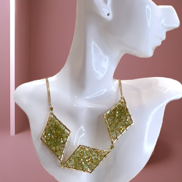 Hot-selling geometric-shaped sea green Necklace