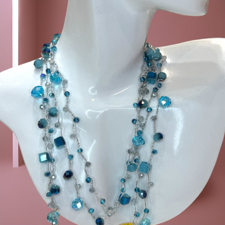 Lux silver aqua crystal necklace