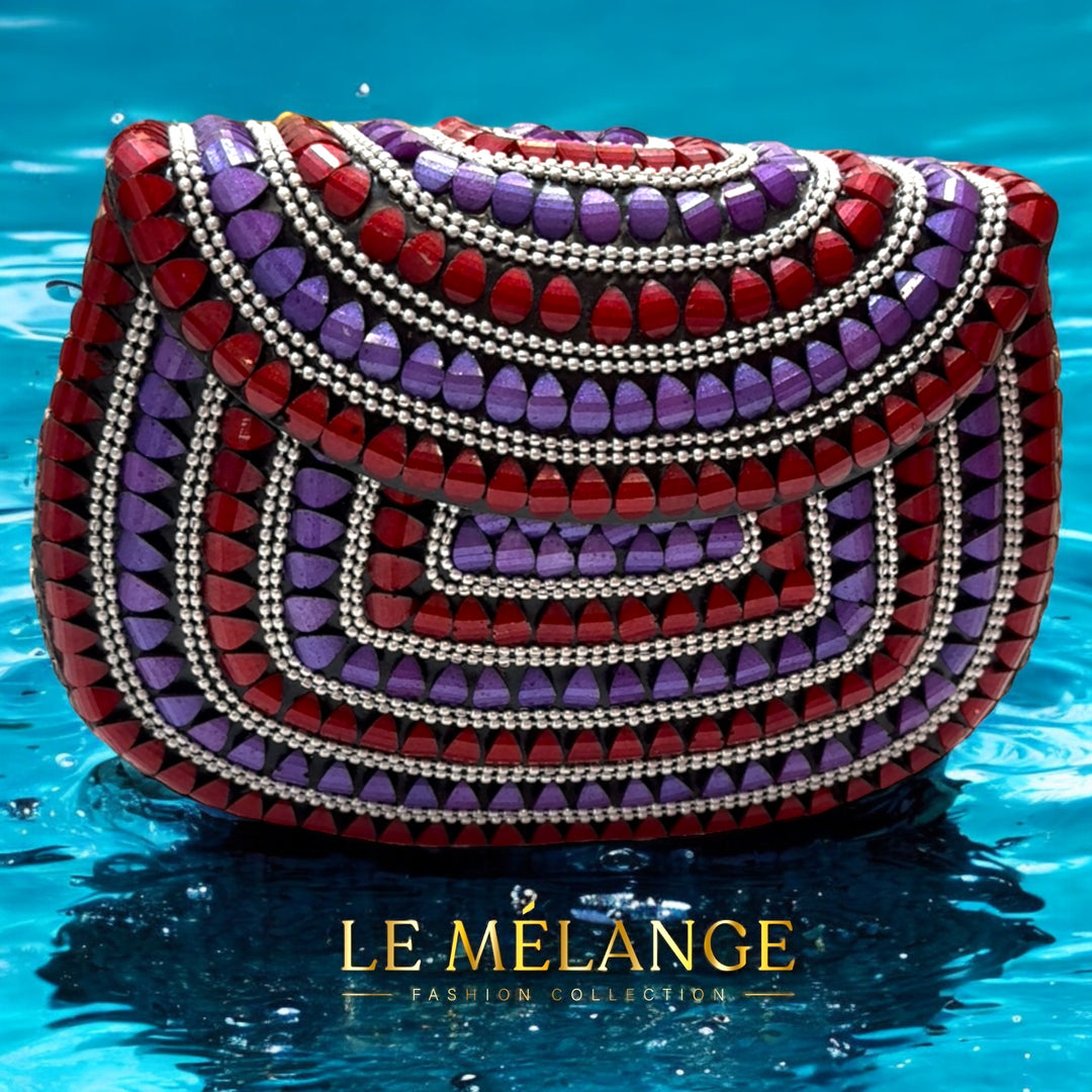 Exquisite handcrafted bass clutch with intricate beadwork.