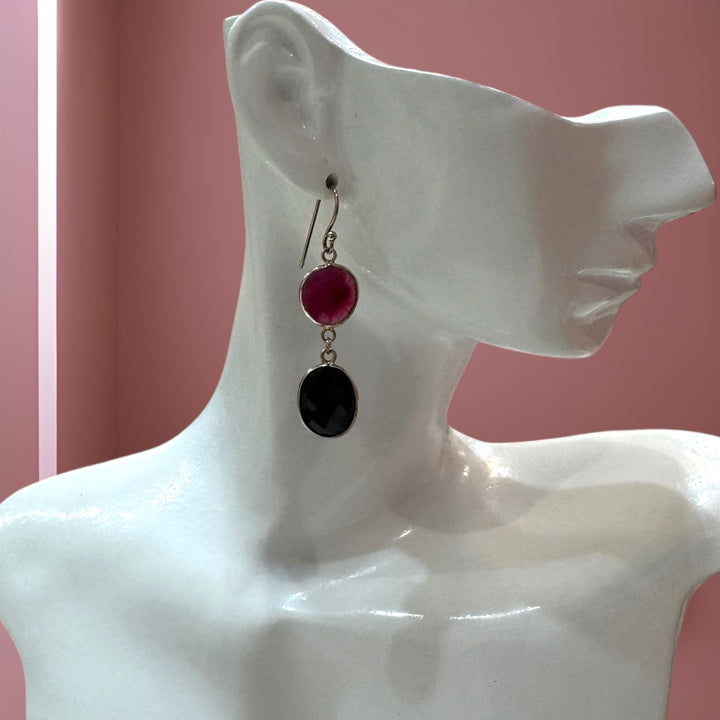 Silver Ruby-Onex Gemstone Earrings