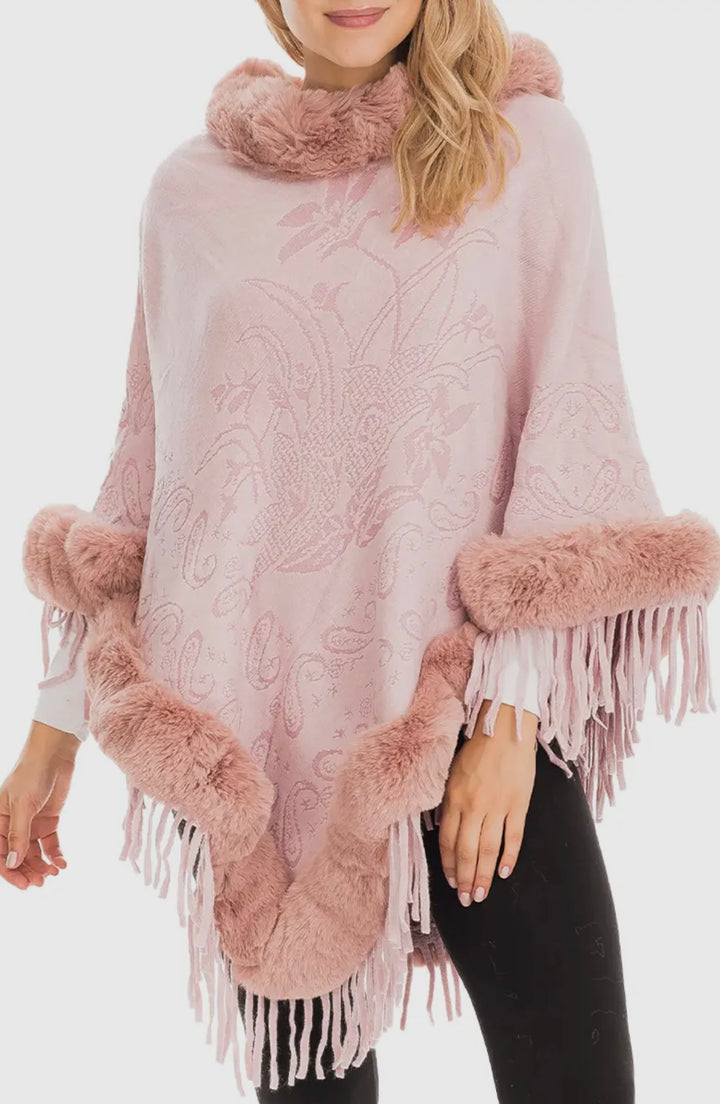 Hot-selling Paisley Turtle Neck Poncho