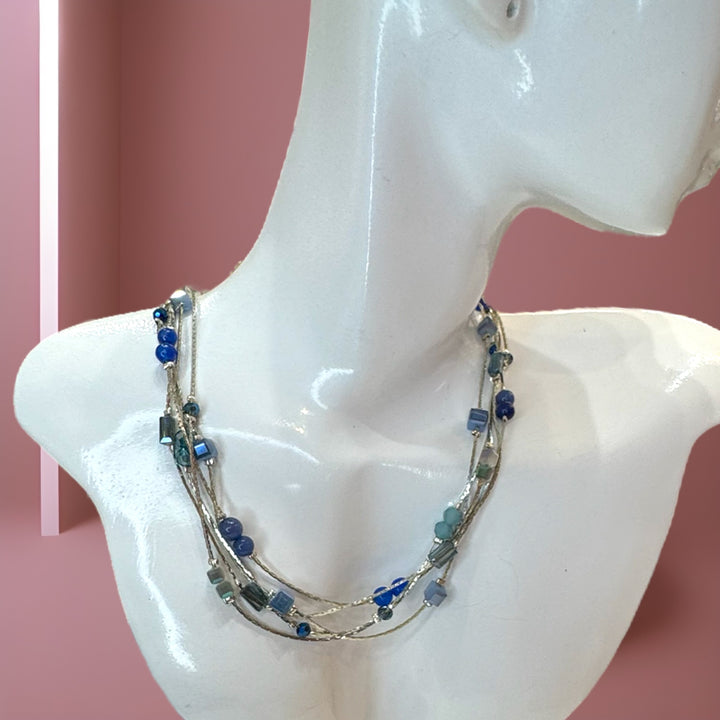 Darling silver brass necklace with semi-precious stones.