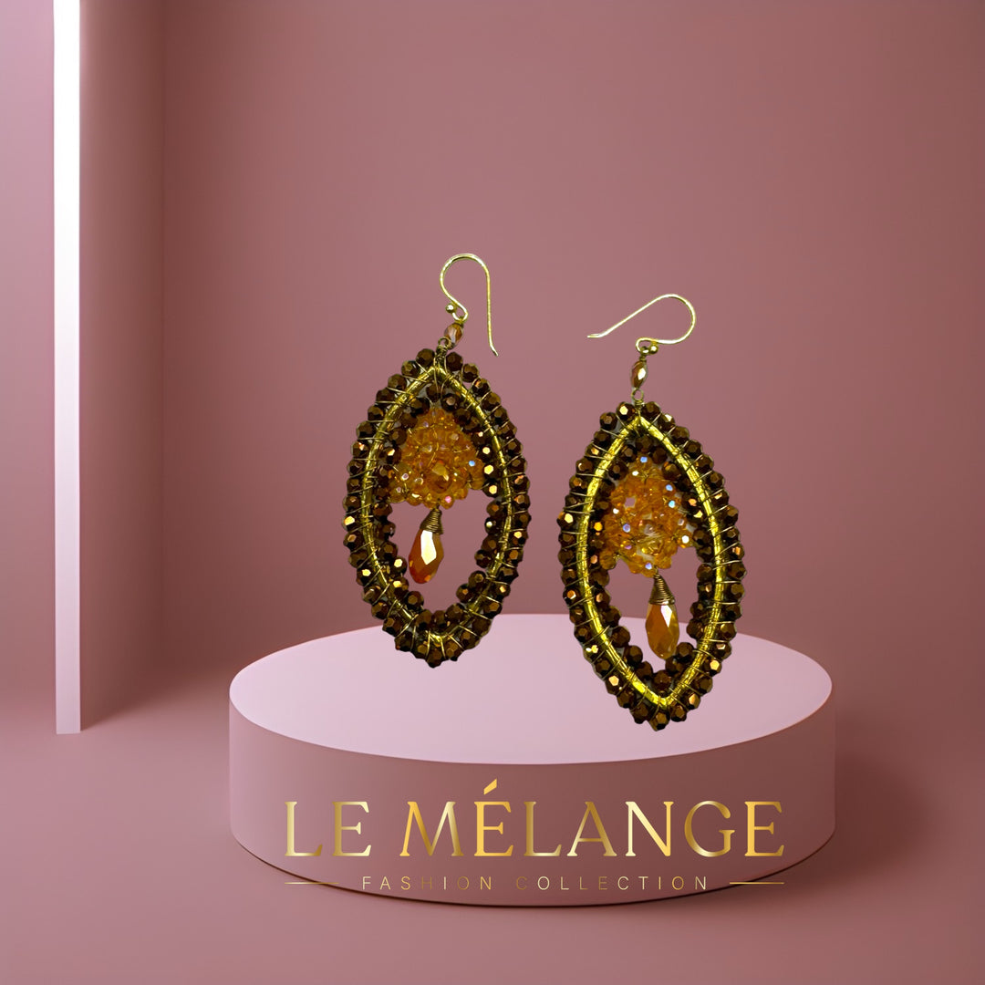 Le Mélange Handmade Dazzling gold crystal Earrings