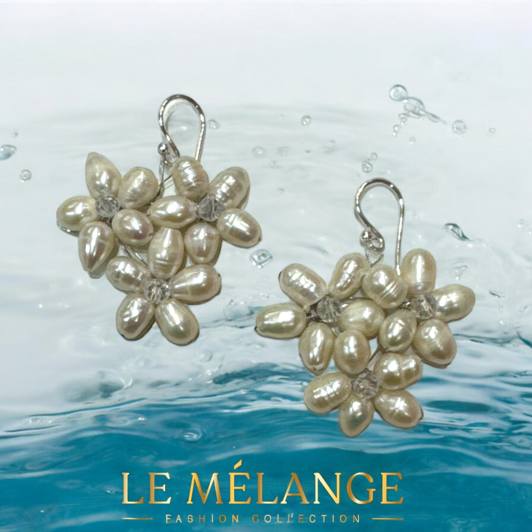 Le Mélange Delicate Freshwater Pearl Flower Earrings