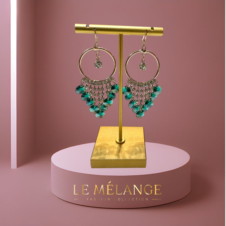 Dazzling Emerald Green and Gold Fashion Earrings