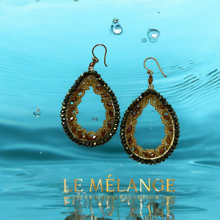 Le Mélange green gold handmade crystal earrings