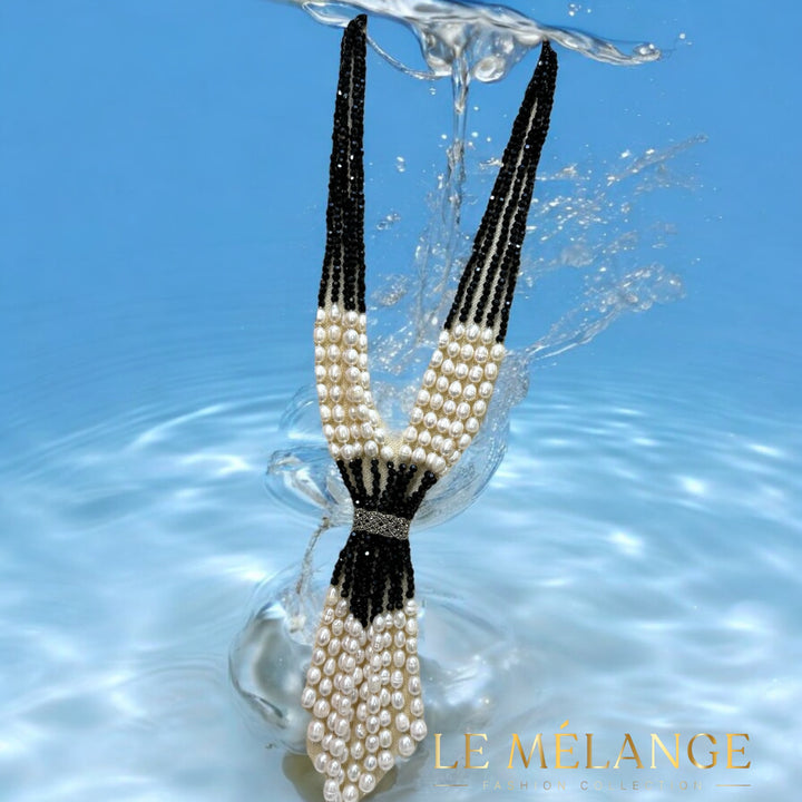 Timeless black and white crystal freshwater pearls necklace