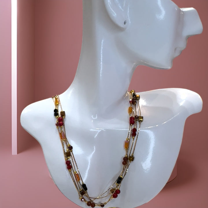 Darling red gold crystal brass necklace