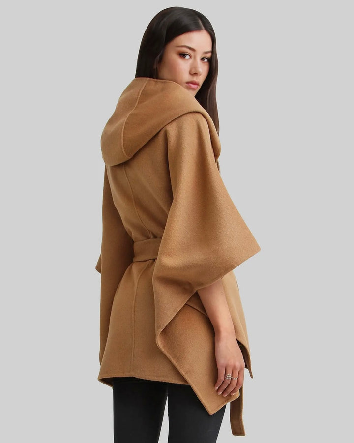 Elegant Wool Blend Cape Coat, Perfect for Chilly Weather