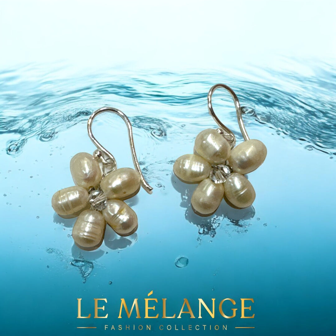 Le Mélange Single Flower Freshwater Pearl Earrings