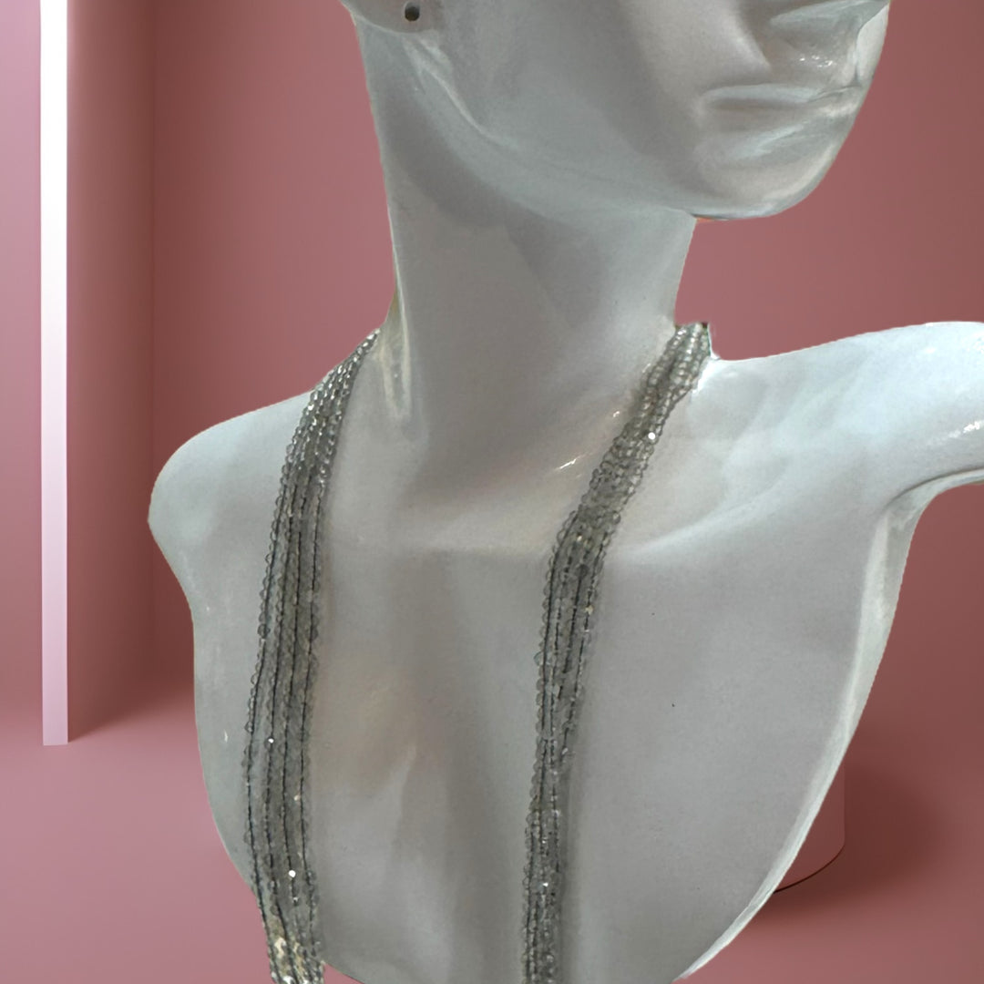 Grey Minimalist Crystal Necklace.