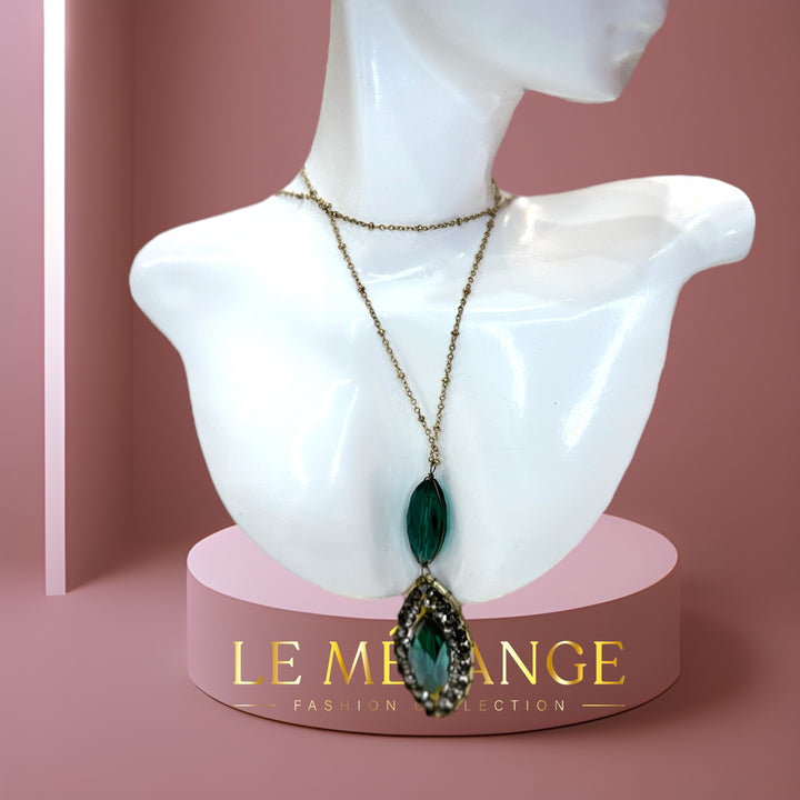 Irresistible emerald green crystal drop chain necklace