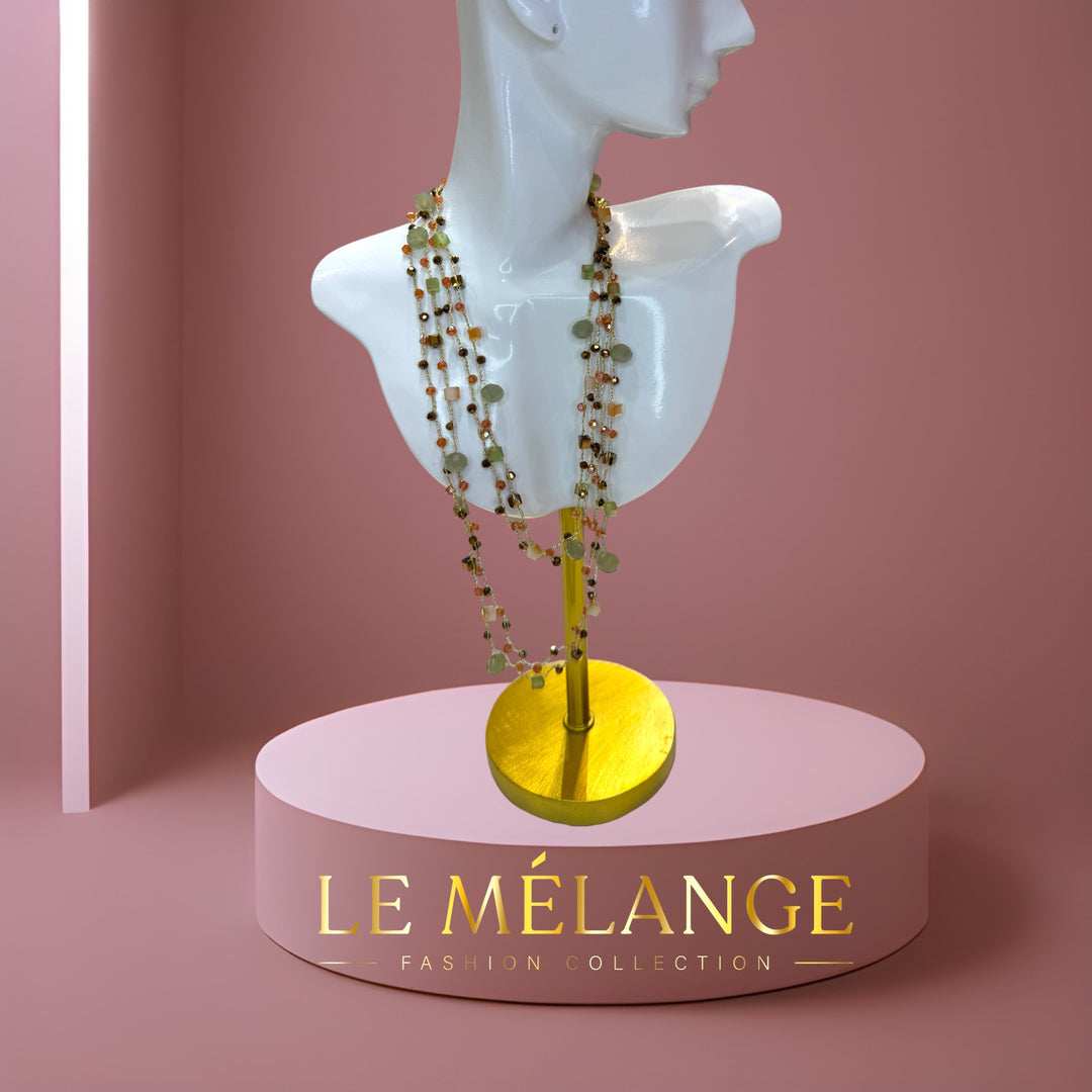 Le Mélange semi-precious stones silk necklace