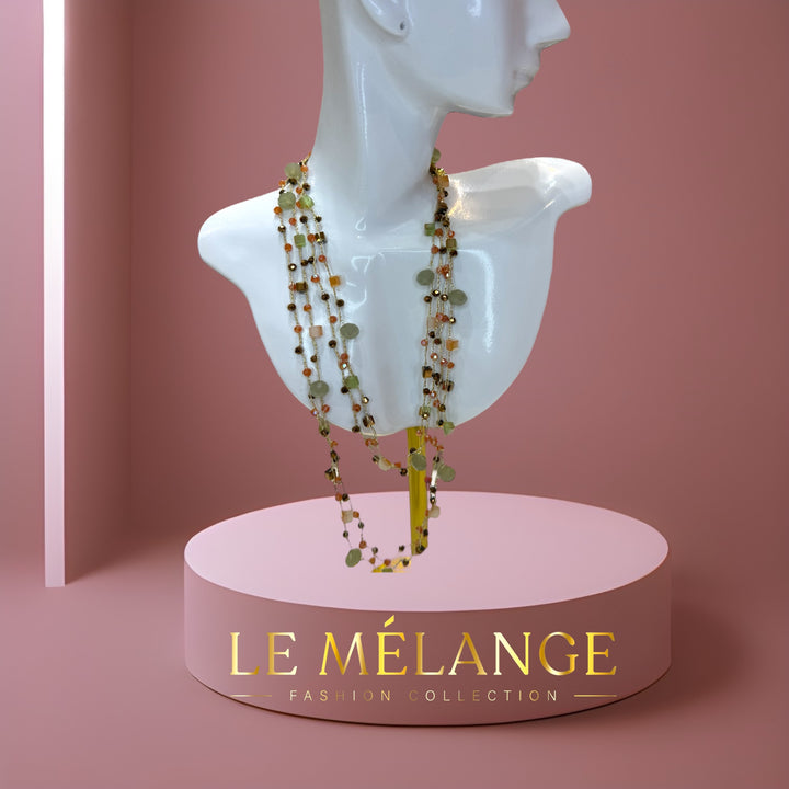 Le Mélange semi-precious stones silk necklace