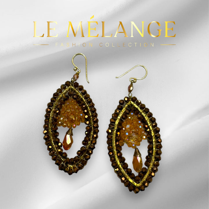 Le Mélange Handmade Dazzling gold crystal Earrings