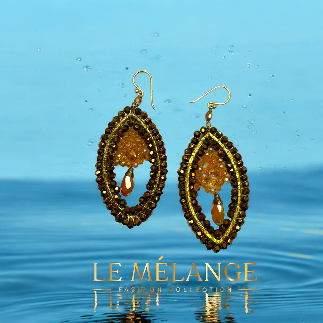 Le Mélange Handmade Dazzling gold crystal Earrings