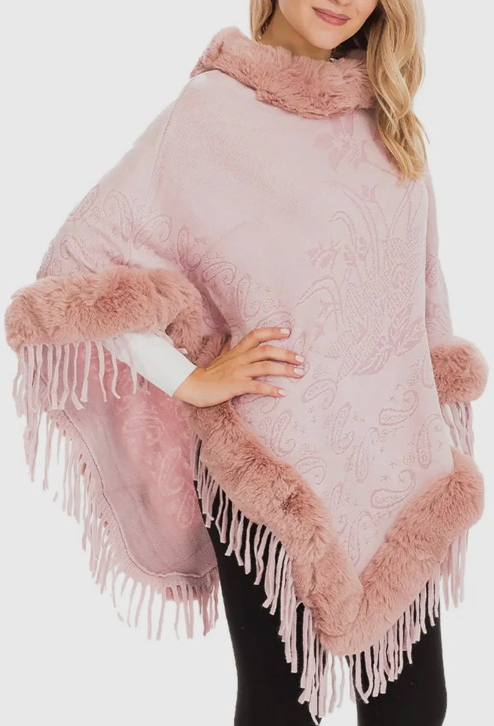 Hot-selling Paisley Turtle Neck Poncho