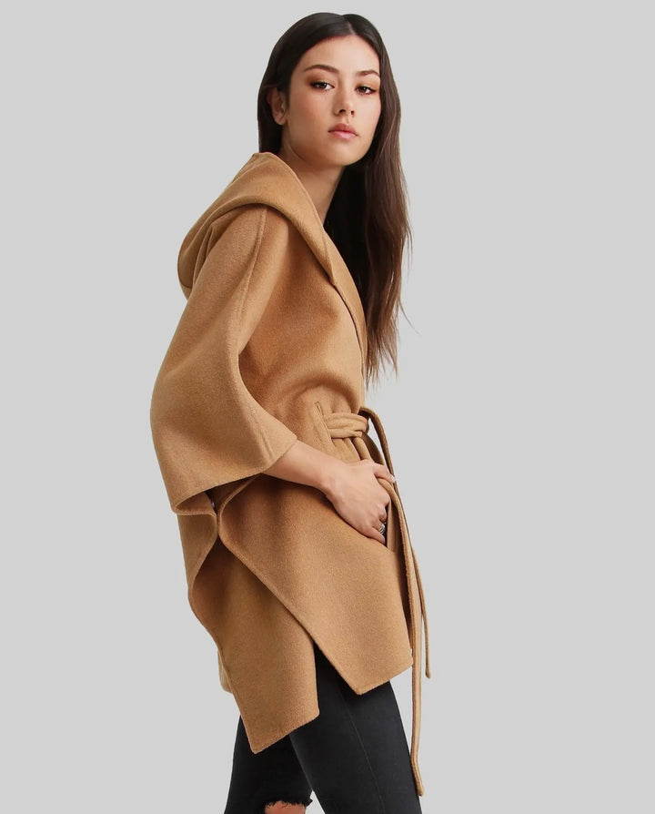 Elegant Wool Blend Cape Coat, Perfect for Chilly Weather