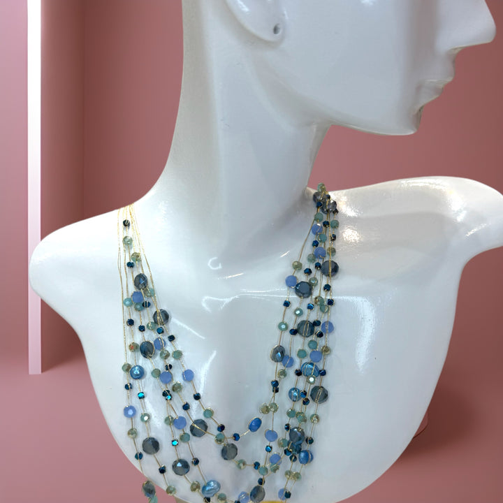 Hot selling Blue gold silk crystal necklace