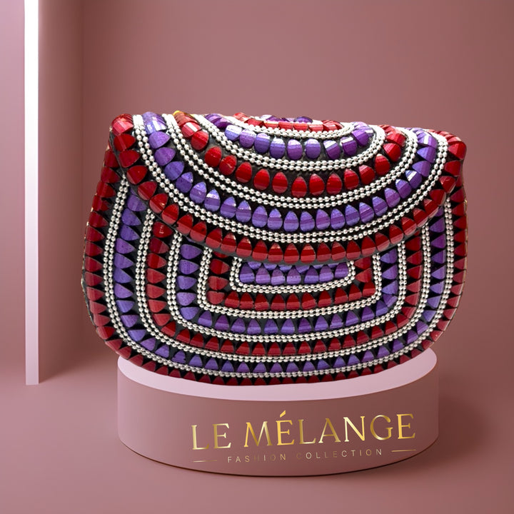 Exquisite handcrafted bass clutch with intricate beadwork.