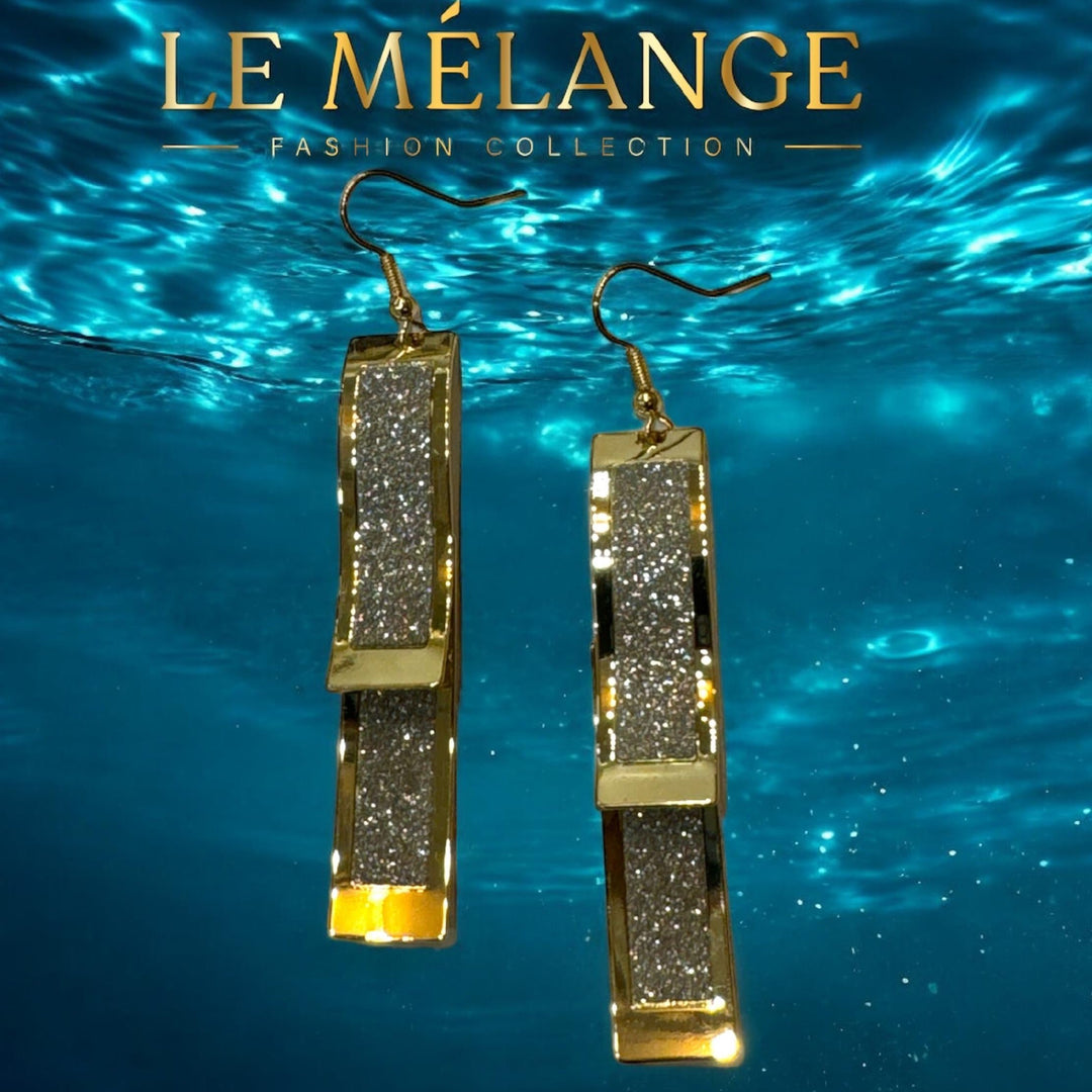 Stunning Double-Layered Stainless Steel Earrings with Shimmering Accents