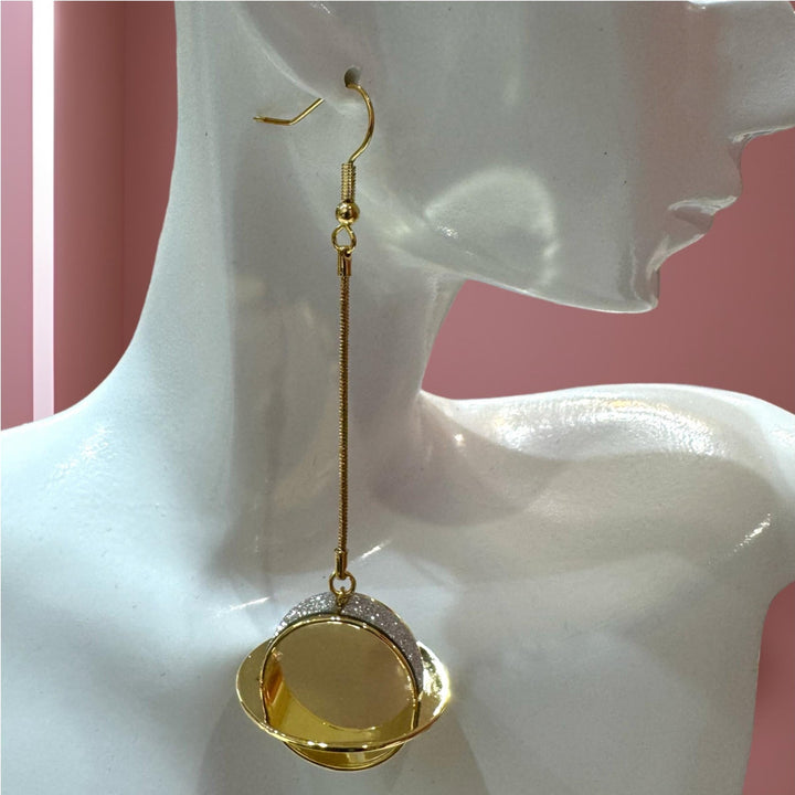 Stunning Abstract Gold Globe Stainless Steel Earrings with Shimmering Accents