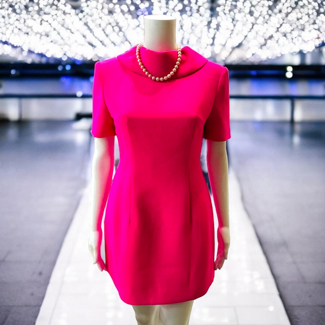 Rose Pink V-Bow Dress - Elegance Redefined with Sophisticated Flair